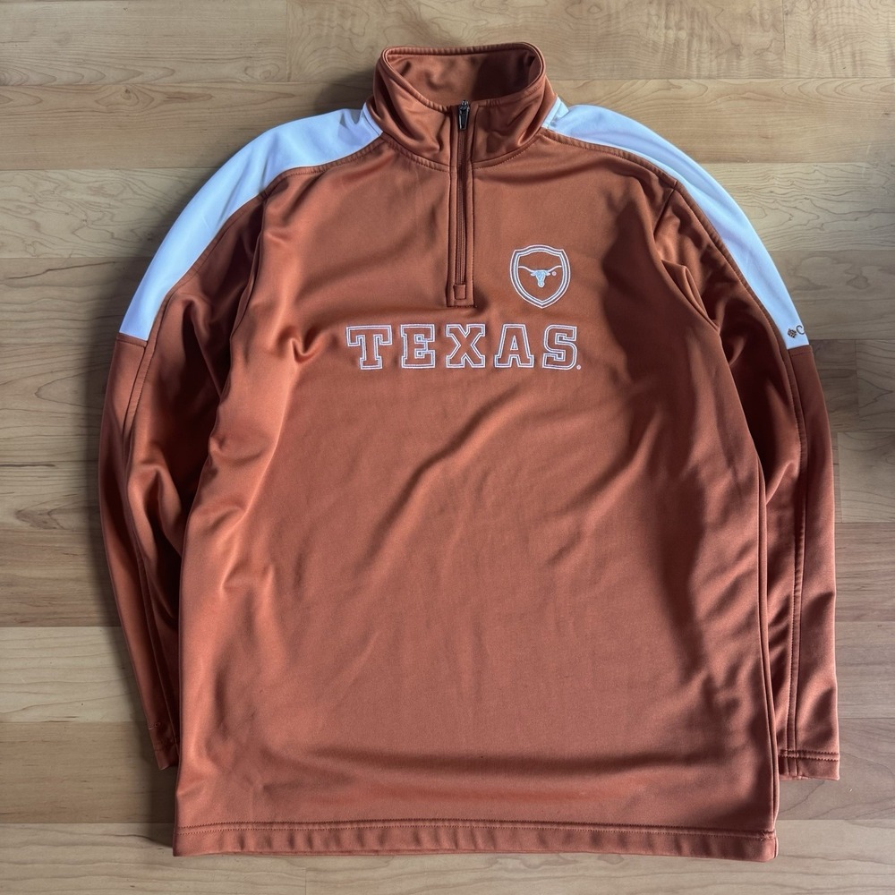 Columbia Texas Longhorns Omni-Shield 1/4 Zip Pullover Men's L Burnt‎ Orange UT